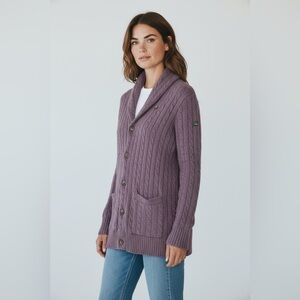Lauren Ralph Lauren heather, wool blend  cardigan w front pockets